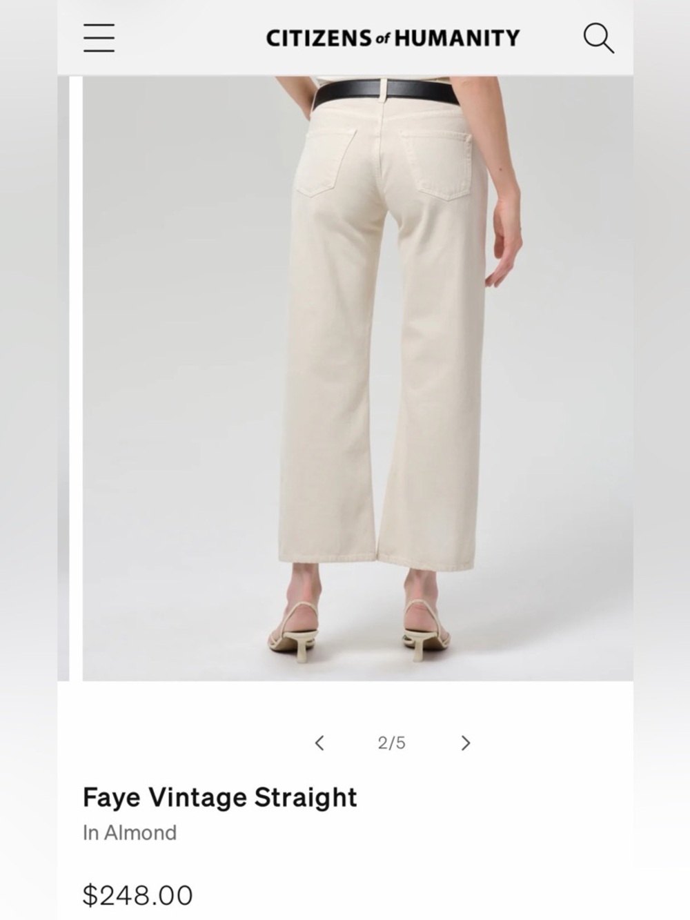 Citizens of Humanity Faye Vintage Straight Jeans Almond Ecru Size 30 - Picture 3 of 15